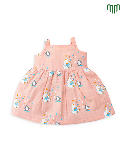Little Penguin Muslin Sleeveless Frock