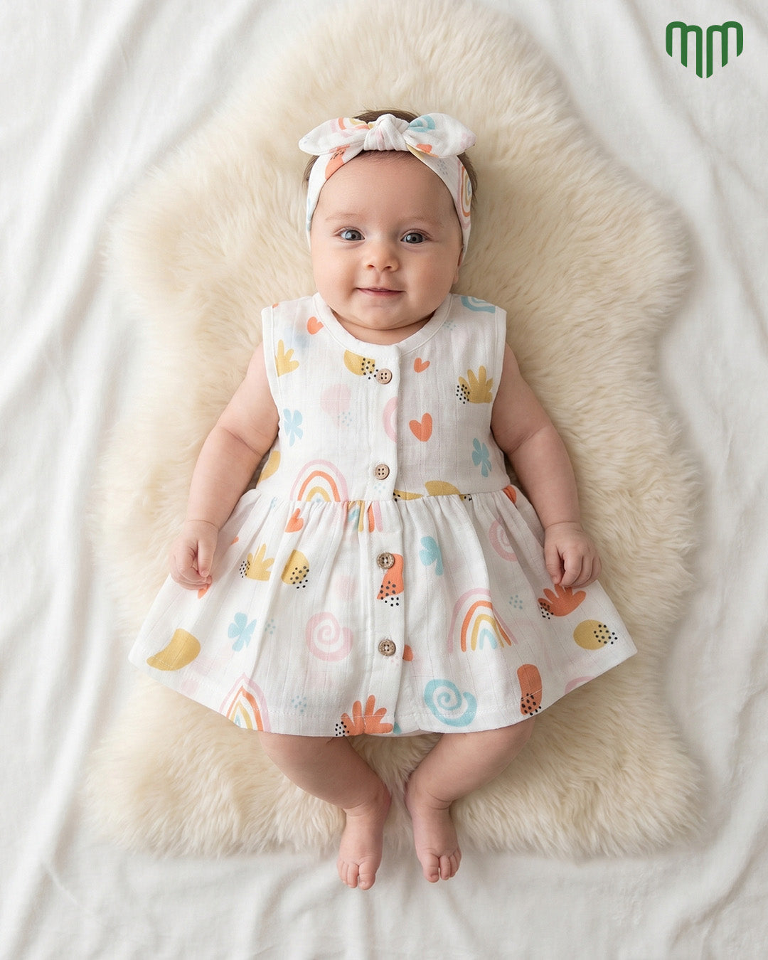 Little Heart Muslin Sleeveless Frock