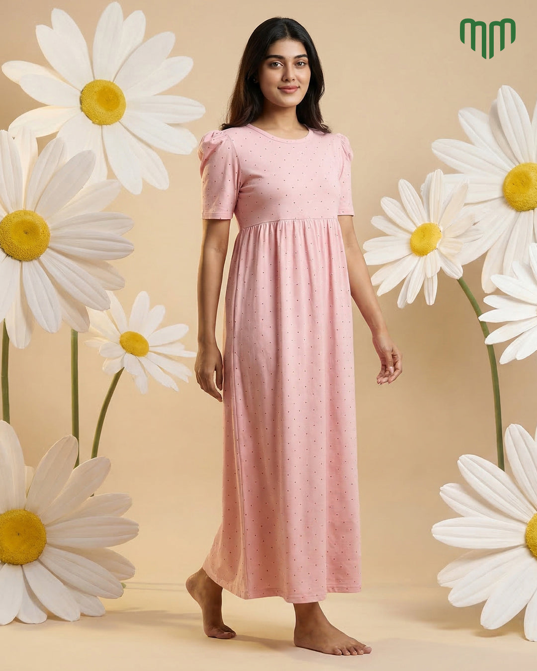 Tiny Hearts | Casual Non-Maternity Loungewear - Puff Sleeve | Full Length