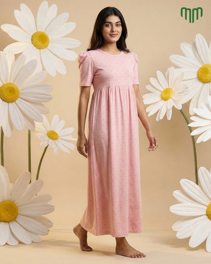 Tiny Hearts | Casual Non-Maternity Loungewear - Puff Sleeve | Full Length