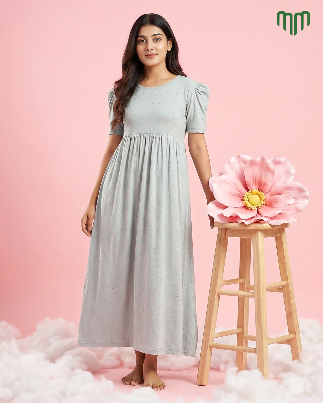Ruhi | Casual Non-Maternity Loungewear - Puff Sleeve | Full Length