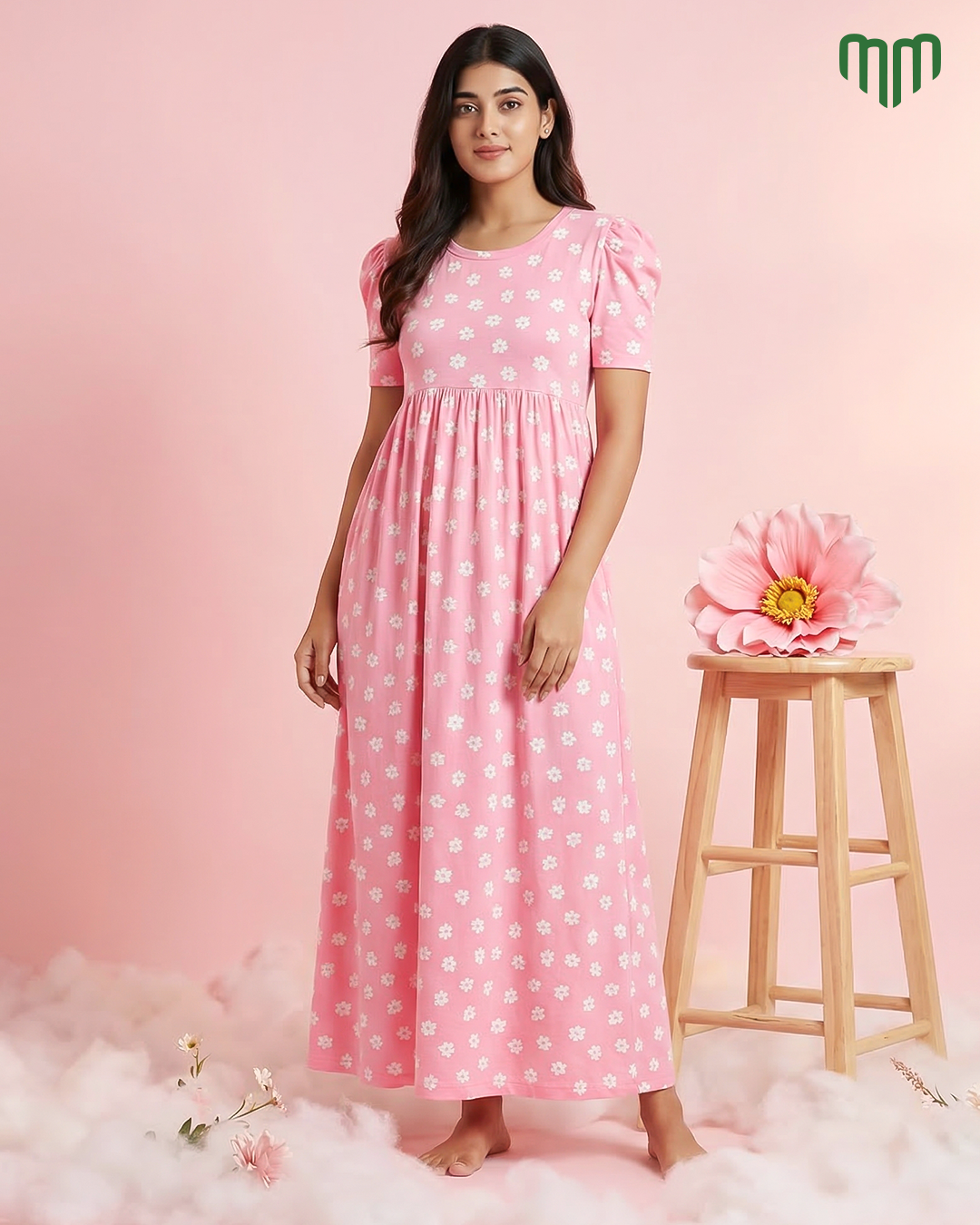 Ranchi | Casual Non-Maternity Loungewear - Puff Sleeve | Full Length