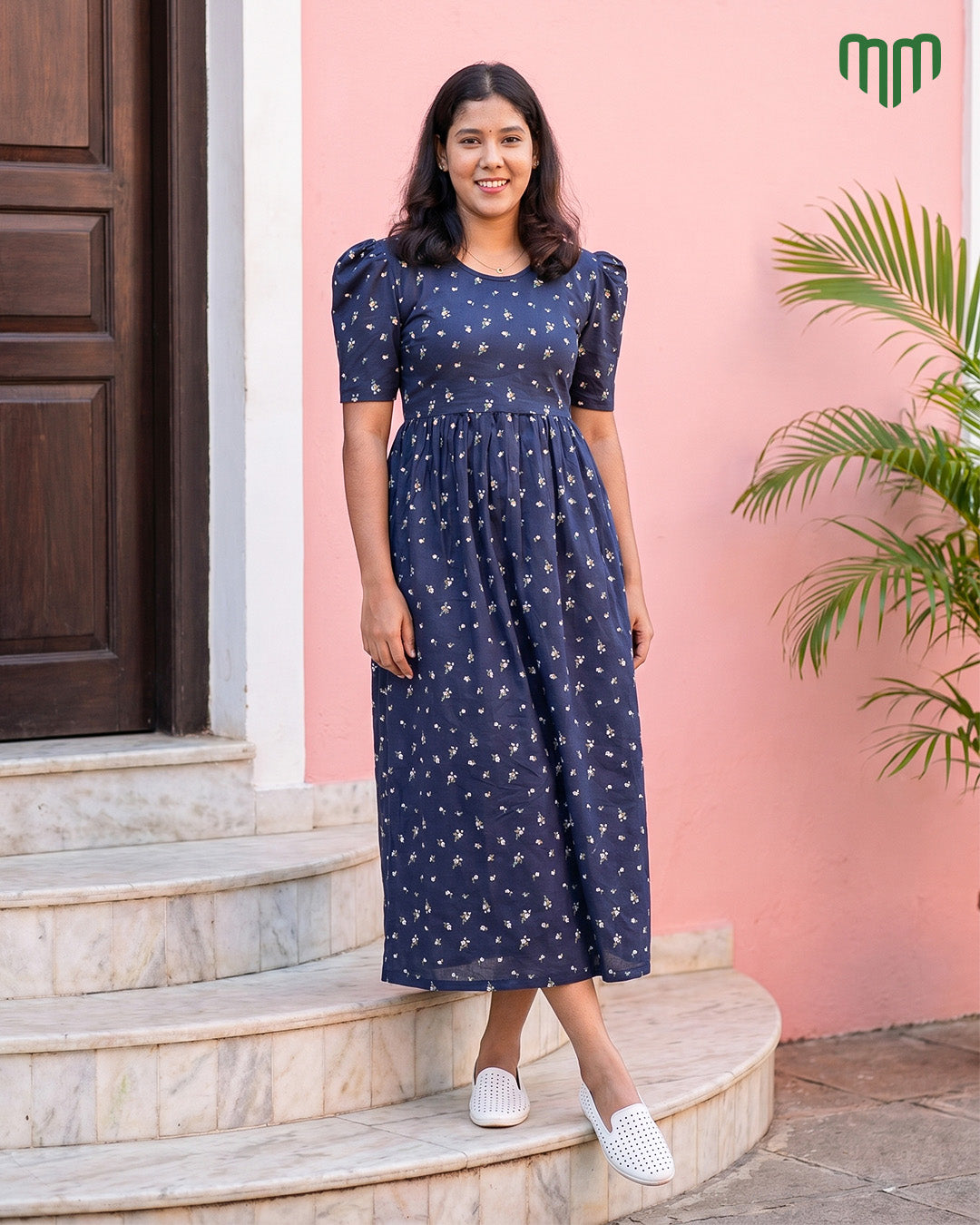 Navy Bloom Zipless Maternity Loungewear – Full Length