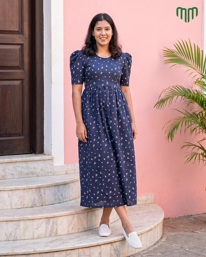 Navy Bloom Zipless Maternity Loungewear – Full Length