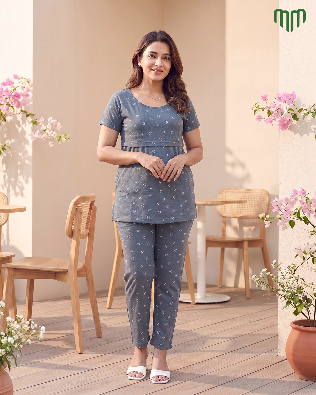 Tiny Floral Zipless Feeding Pant Set