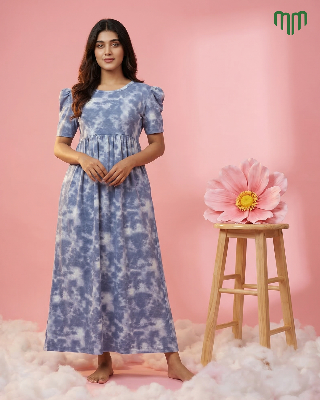Tiya | Casual Non-Maternity Loungewear - Puff Sleeve | Full Length