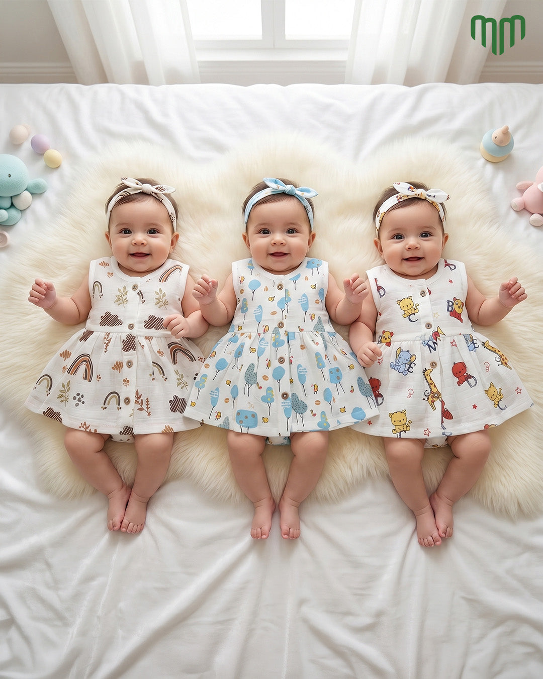 Muslin Sleeveless Frock - Pack of 3