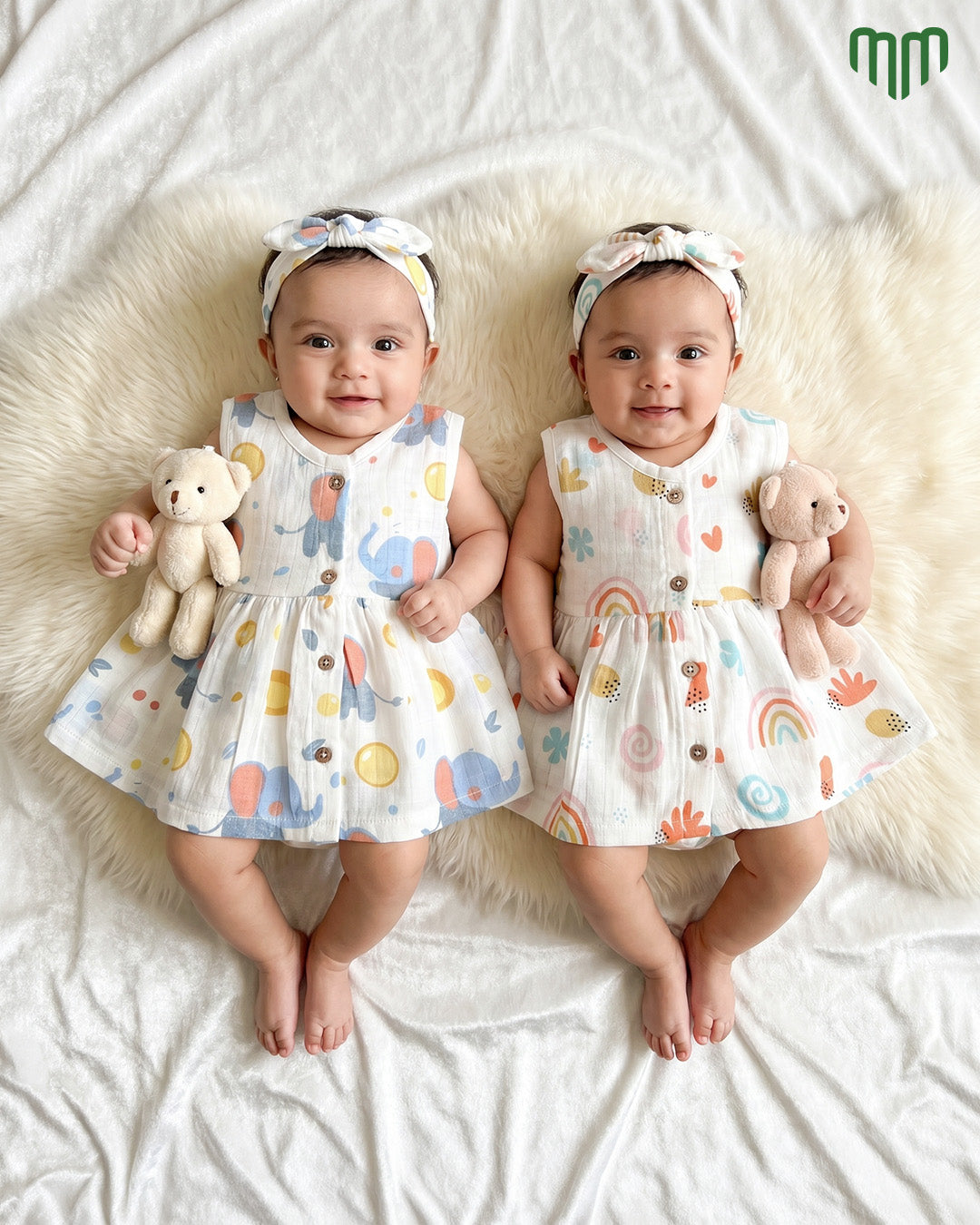 Muslin Sleeveless Frock - Pack of 2