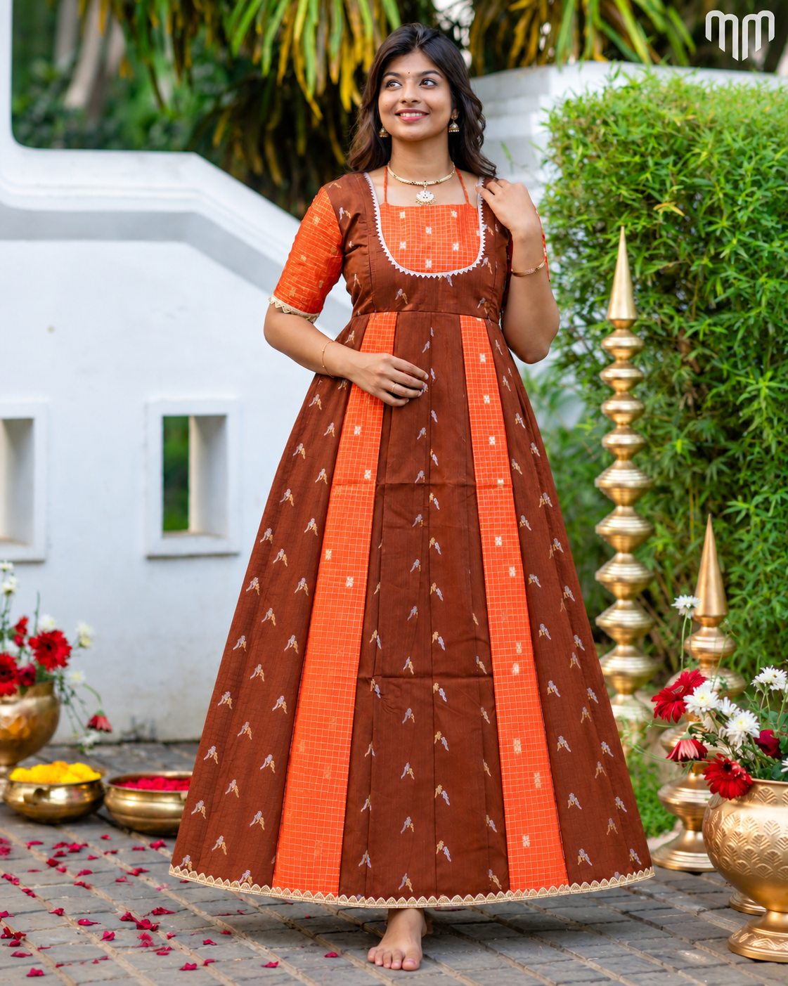 Dassahra_04 Fancy Silk Maternity Maxi with Full Cotton Lining