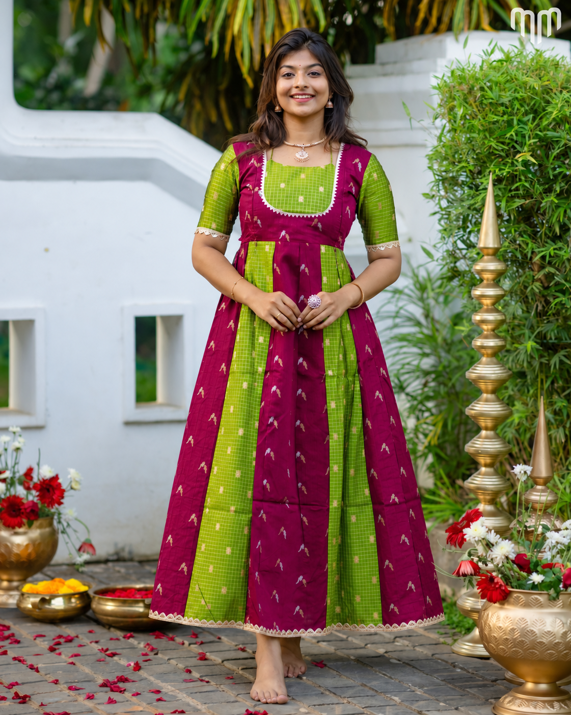 Dassahra_02 Fancy Silk Maternity Maxi with Full Cotton Lining