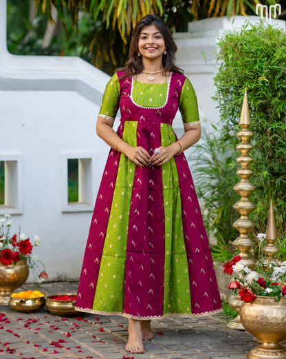Dassahra_02 Fancy Silk Maternity Maxi with Full Cotton Lining