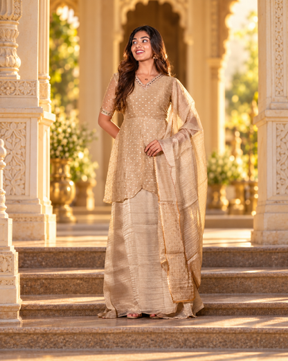 Golden Crush Tissue With Butti Maternity Maxi with Full Crepe Lining &amp; Dupatta - product image 3 | MMWEAR