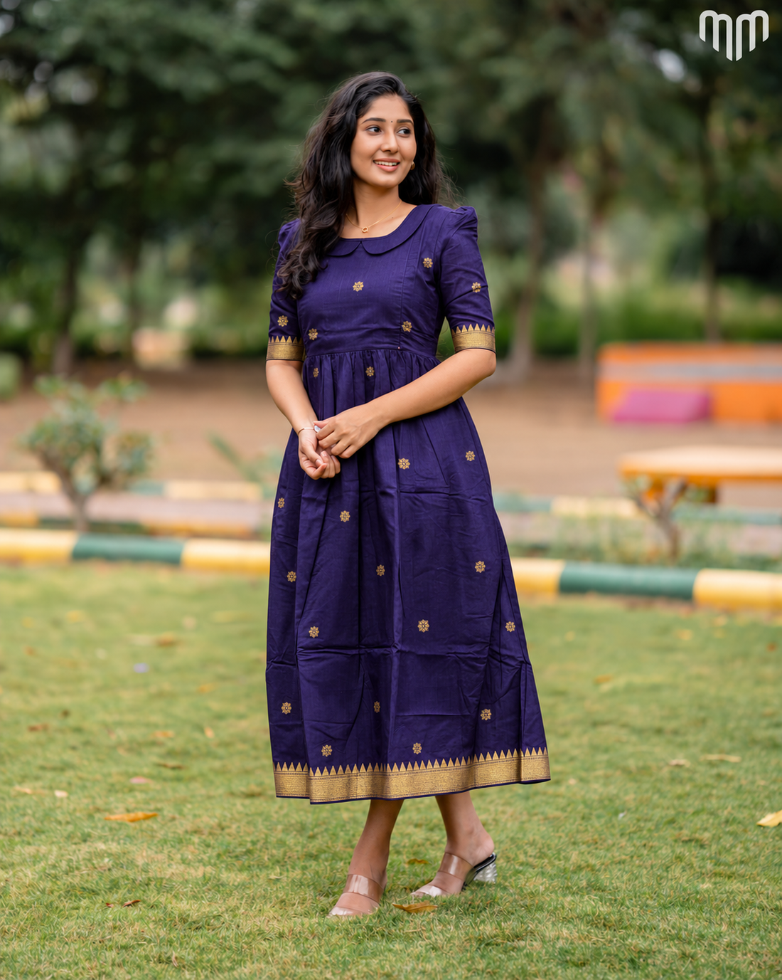 Akila Purple Mangalagiri Maternity Maxi with Full Cotton Lining - product image 1 | MMWEAR