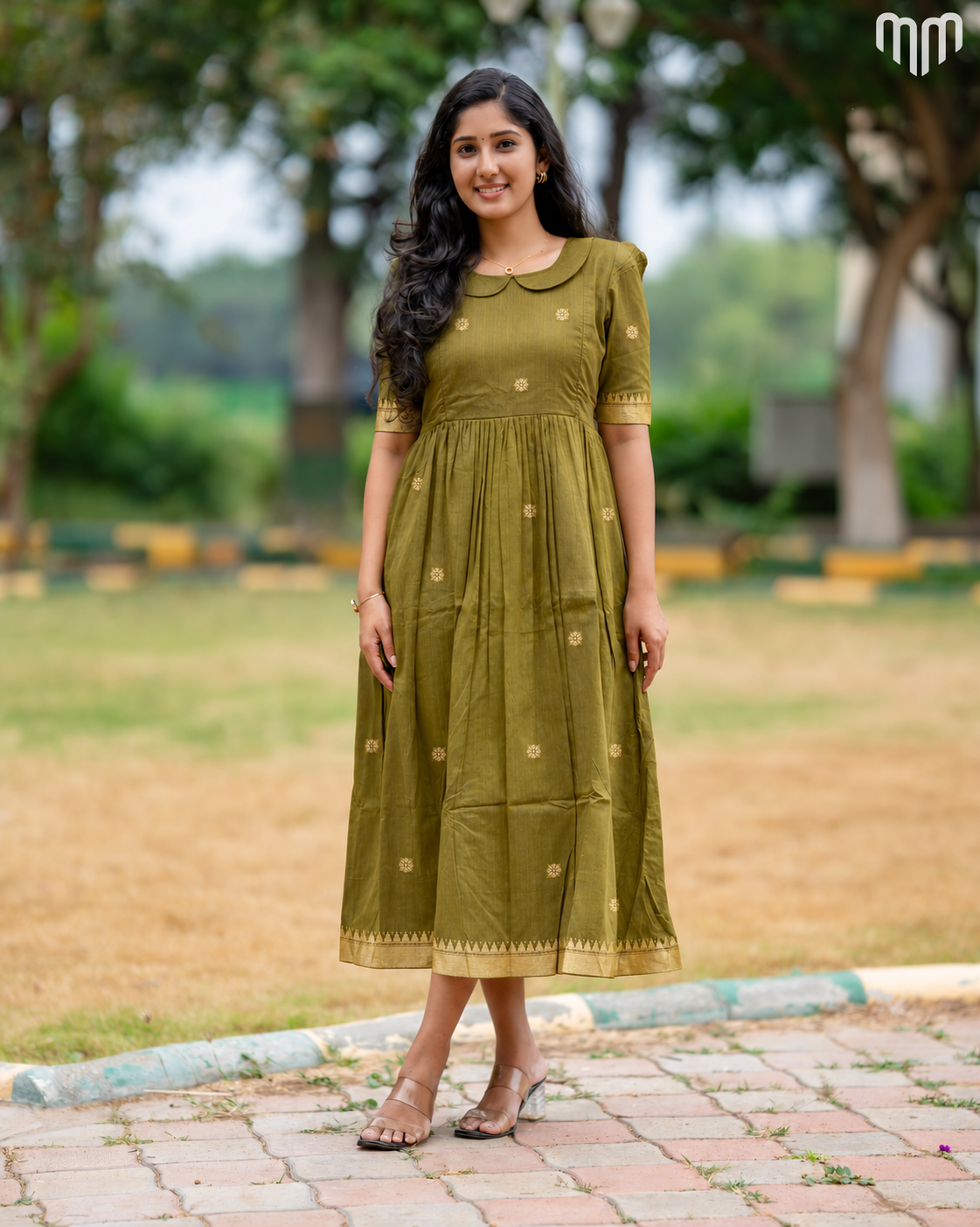 Akila olive Mangalagiri Maternity Maxi with Full Cotton Lining - product image 1 | MMWEAR