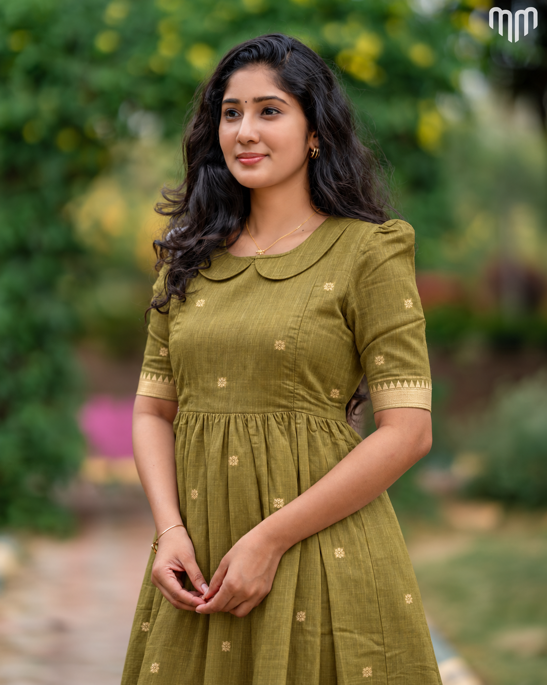 Akila olive Mangalagiri Maternity Maxi with Full Cotton Lining - product image 2 | MMWEAR