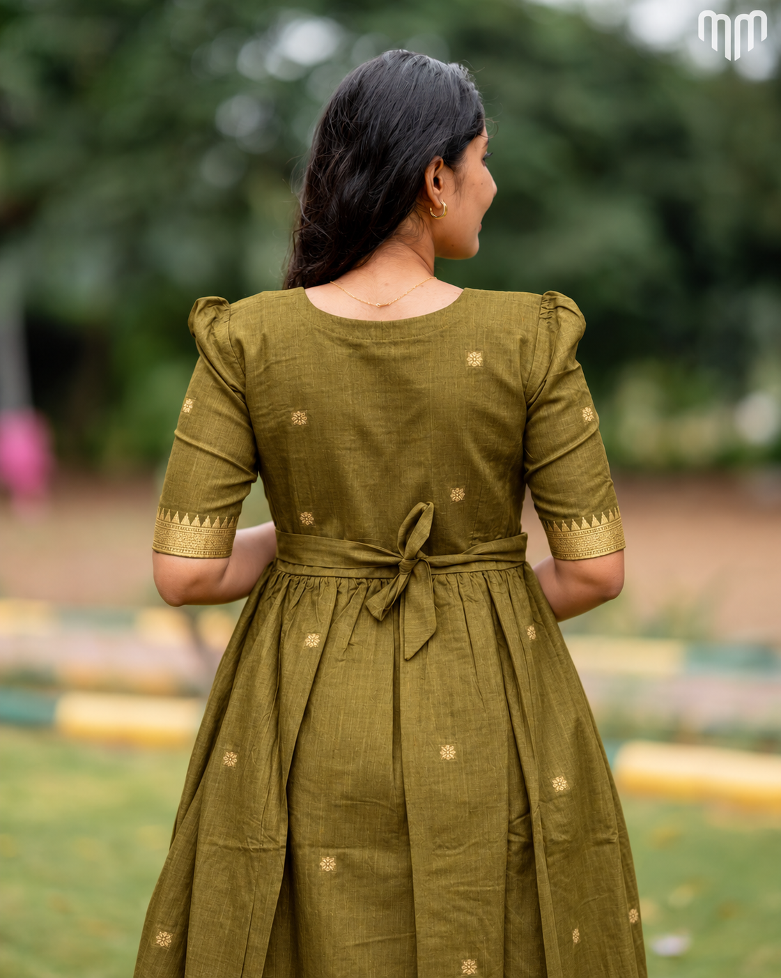 Akila olive Mangalagiri Maternity Maxi with Full Cotton Lining - product image 4 | MMWEAR