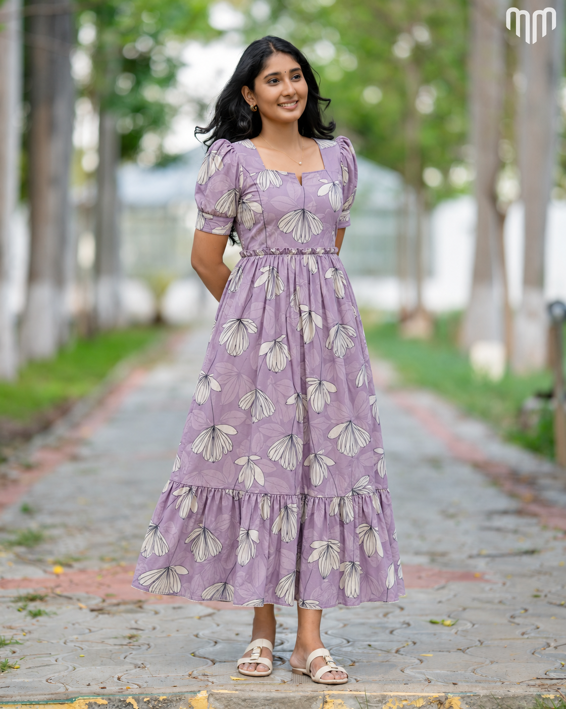Lavender bloom Georgette Maternity Maxi with Full Crepe Lining - product image 1 | MMWEAR
