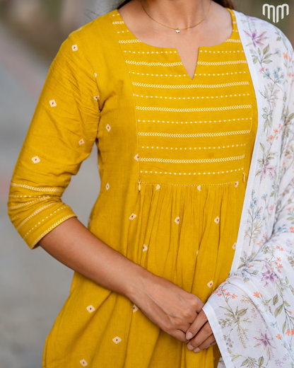 Mustard Pretty_V2 Maternity Kurti Set
