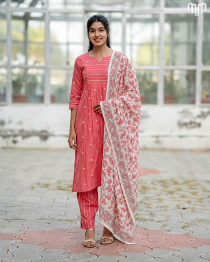 Coral Pretty_V2 Maternity Kurti Set