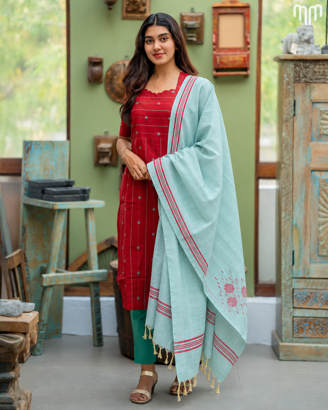 Chandhini_V1 Maternity Kurti with Jacquard Dupatta