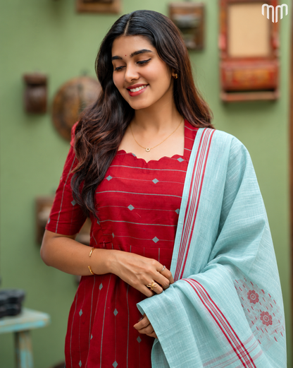 Chandhini_V1 Maternity Kurti with Jacquard Dupatta