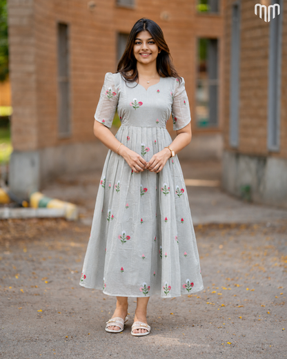 Chanderi Grey Maternity Maxi