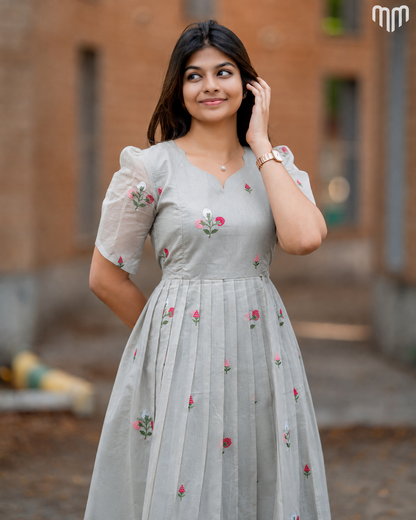 Chanderi Grey Maternity Maxi