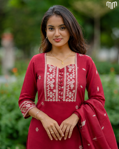 Nakshatra_Marron Maternity Kurti Set
