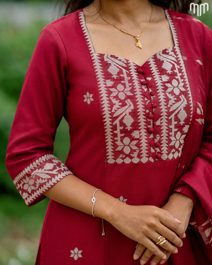 Nakshatra_Marron Maternity Kurti Set