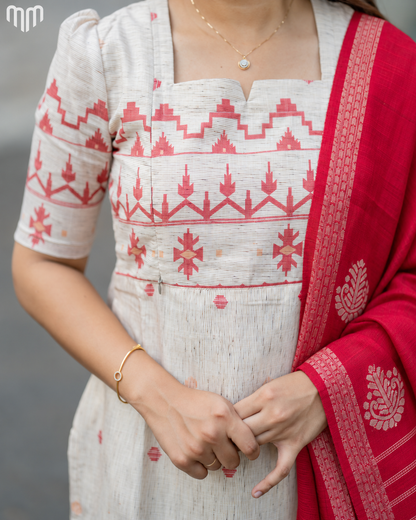 Jamdhani Silk_V2 Maternity Kurti Set with Jacquard Dupatta