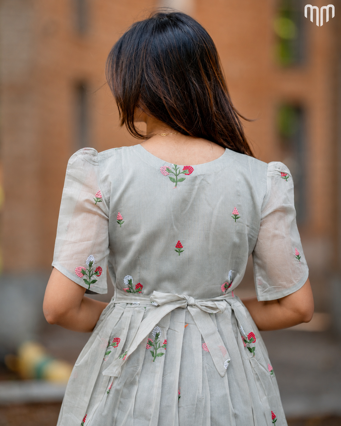Chanderi Grey Maternity Maxi