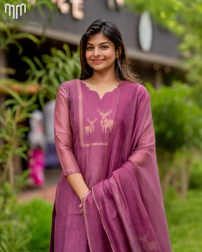 De_Magenta Maternity Kurti Set - Top &amp; Dupatta