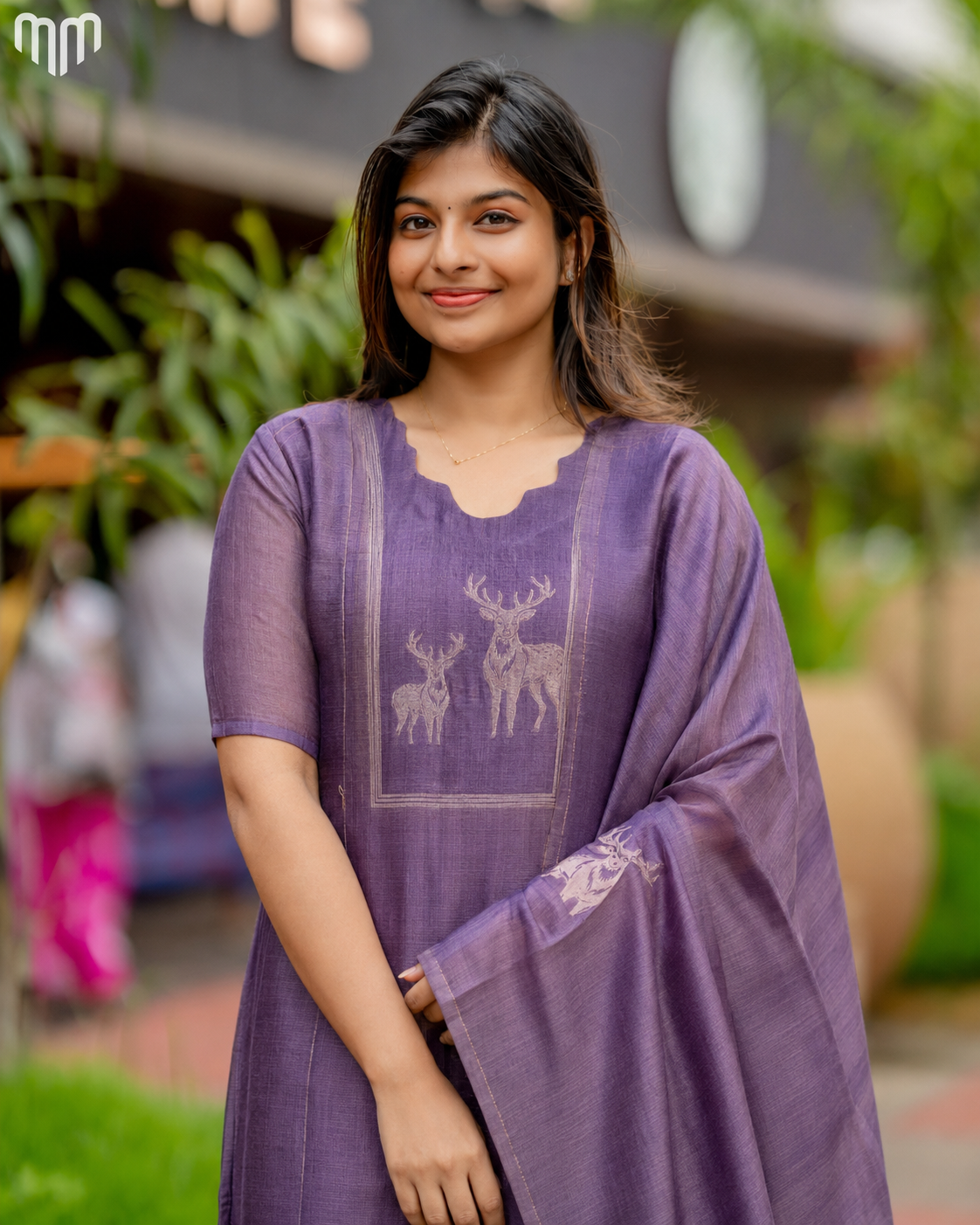De_Purple Maternity Kurti Set - Top &amp; Dupatta
