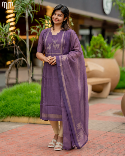 De_Purple Maternity Kurti Set - Top &amp; Dupatta