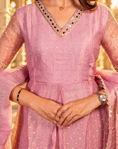 Pink Crush Tissue With Butti Maternity Maxi with Full Crepe Lining &amp; Dupatta - product image 5 | MMWEAR