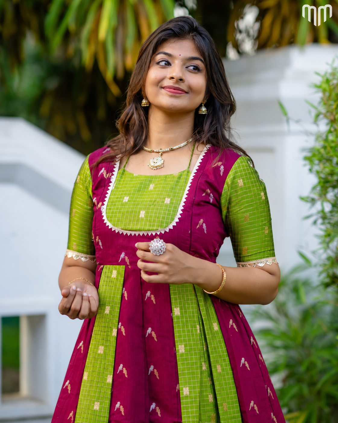 Dassahra_02 Fancy Silk Maternity Maxi with Full Cotton Lining