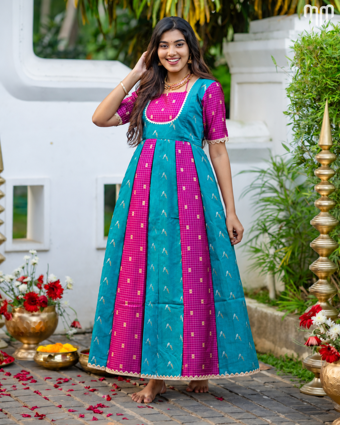 Dassahra_03 Fancy Silk Maternity Maxi with Full Cotton Lining