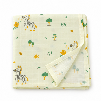 Little Animals Baby Muslin Swaddle Blanket | 100% Premium Cotton | 110x110 cm