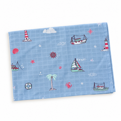 Little Ship Muslin 100% Cotton Baby Bath Towel