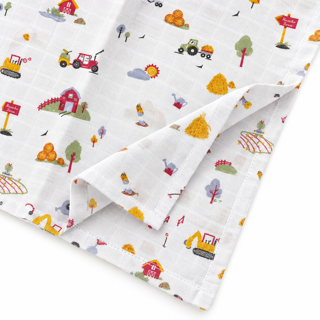 Little Tractors Muslin 100% Cotton Baby Bath Towel
