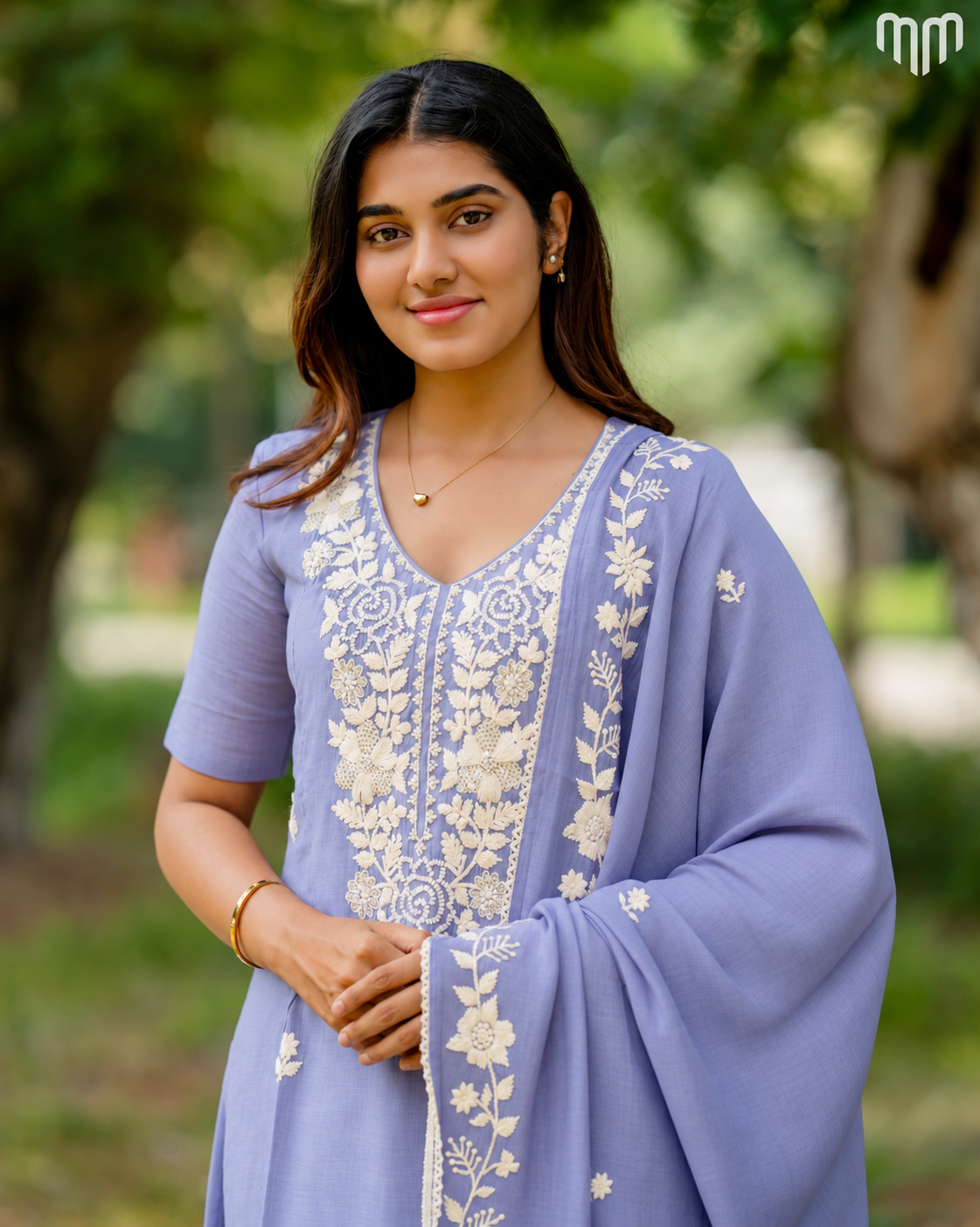 Blue Chanderi Grand Crystal Embriodery Maternity Kurti Set with Top Cotton Lining