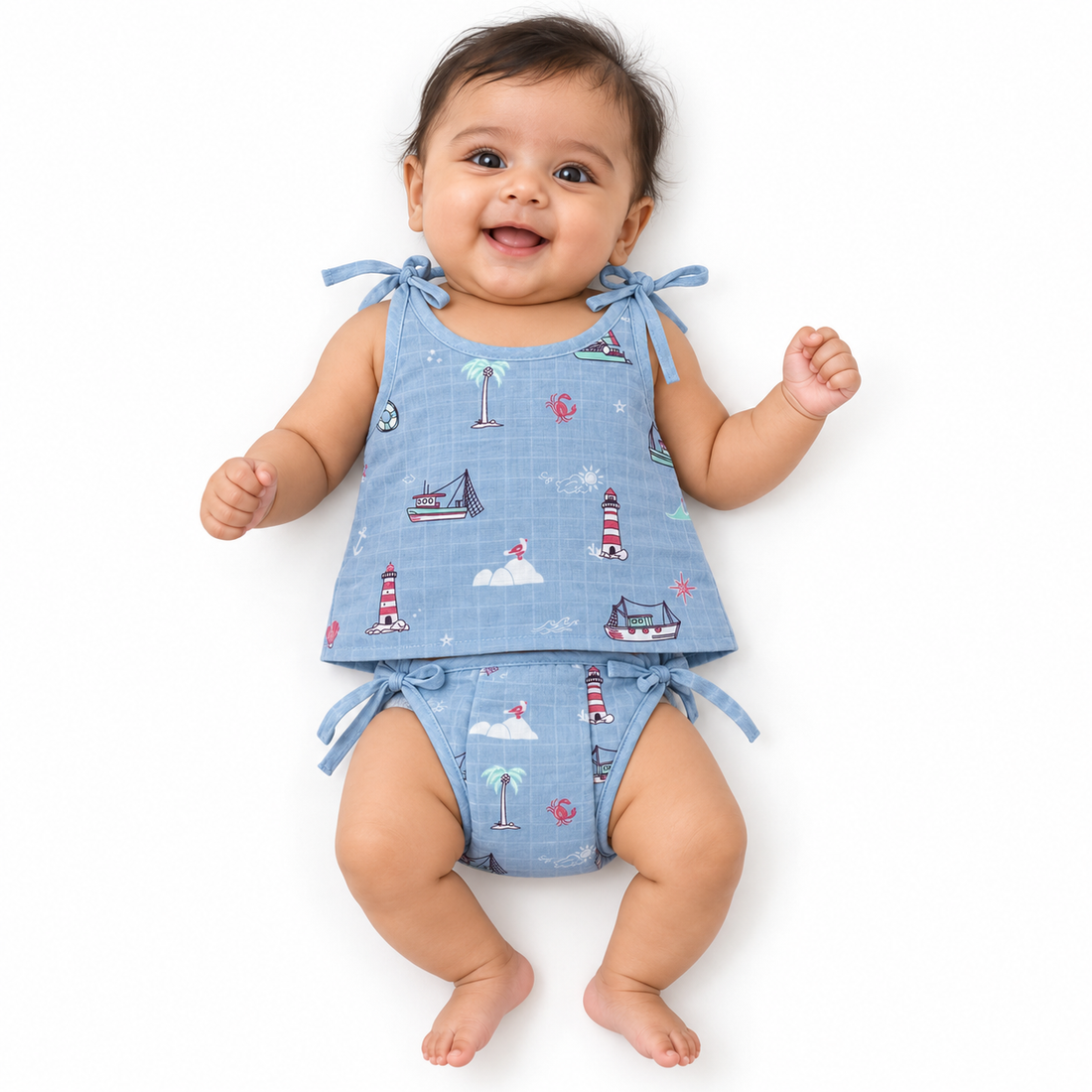 Little Ship Muslin Knot jabla &amp; Reusable Muslin Nappies / Langot