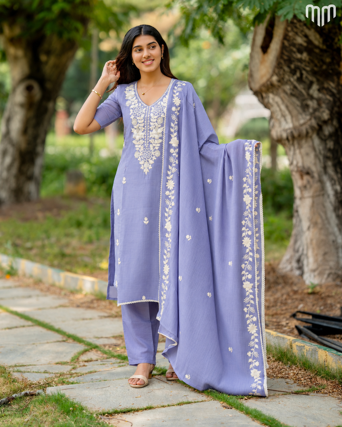 Blue Chanderi Grand Crystal Embriodery Maternity Kurti Set with Top Cotton Lining
