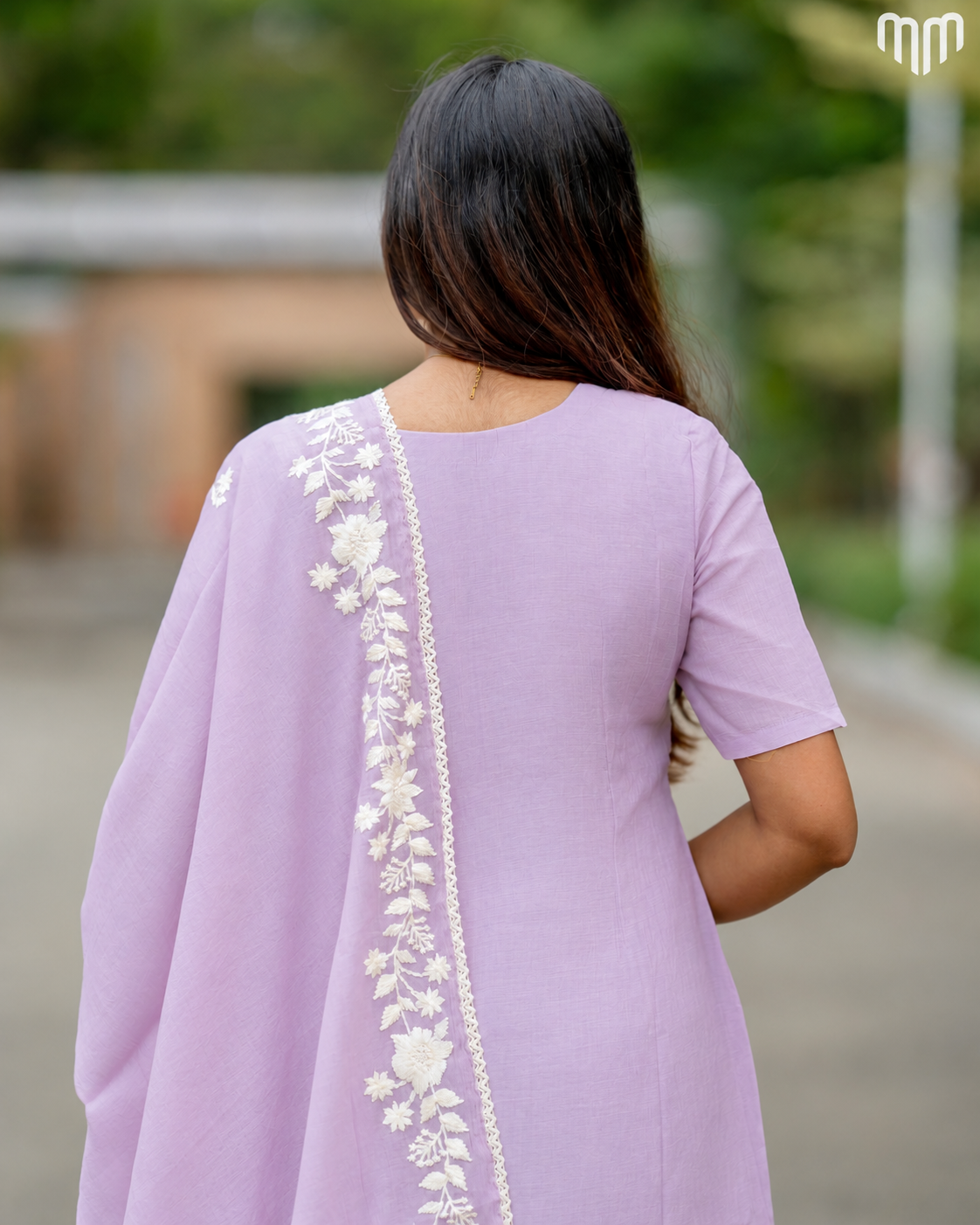 Lilac Chanderi Grand Crystal Embriodery Maternity Kurti Set with Top Cotton Lining
