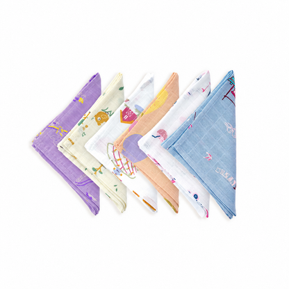 Little Muslin Wash cloth / Hand kerchief - 6 pack (27x27 Cm)
