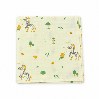 Little Animals Baby Muslin Swaddle Blanket | 100% Premium Cotton | 110x110 cm