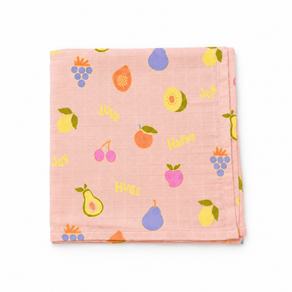Little Fruits Baby Muslin Swaddle Blanket | 100% Premium Cotton | 110x110 cm