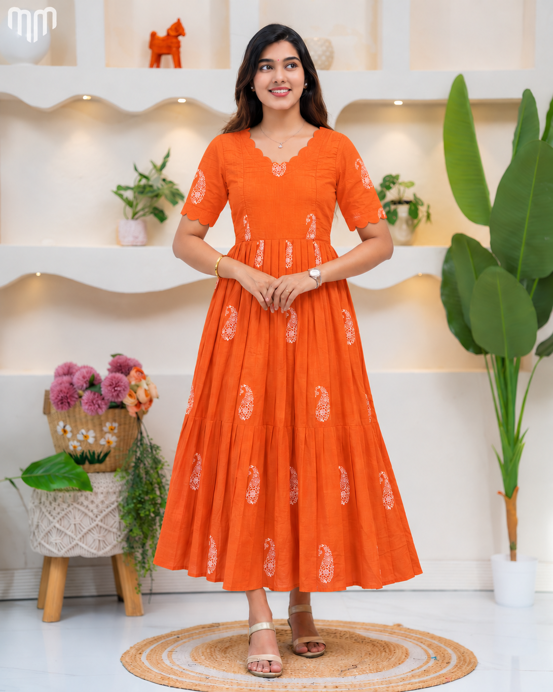 Tivra_Orange Maternity Maxi