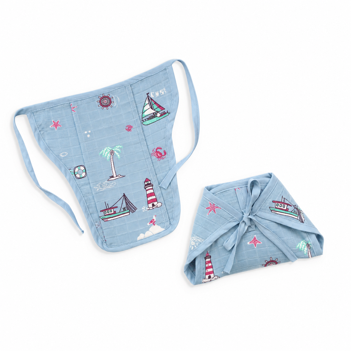 Little Ship Muslin Knot jabla &amp; Reusable Muslin Nappies / Langot