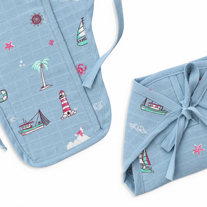Little Ship Muslin Knot jabla &amp; Reusable Muslin Nappies / Langot